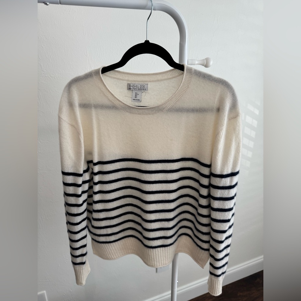 Rachel Zoe white/cream and blue Striped Sweater